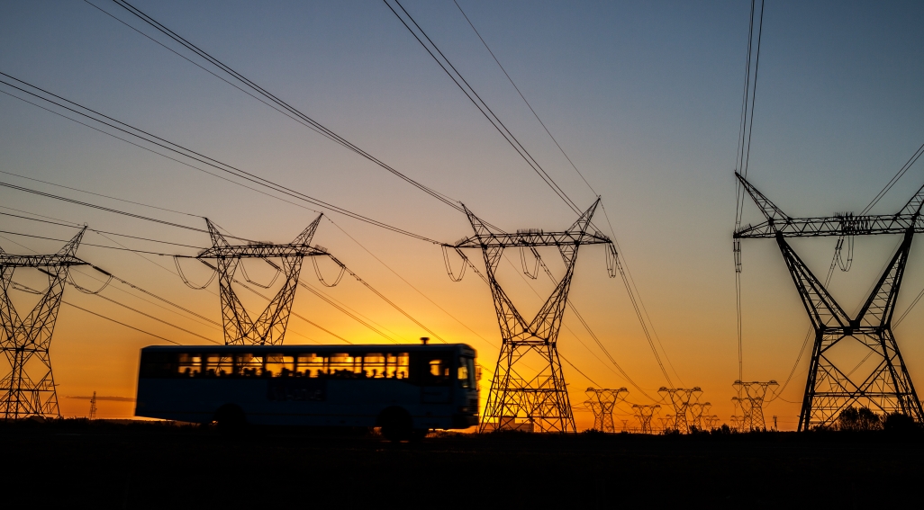 power pylons at sunset