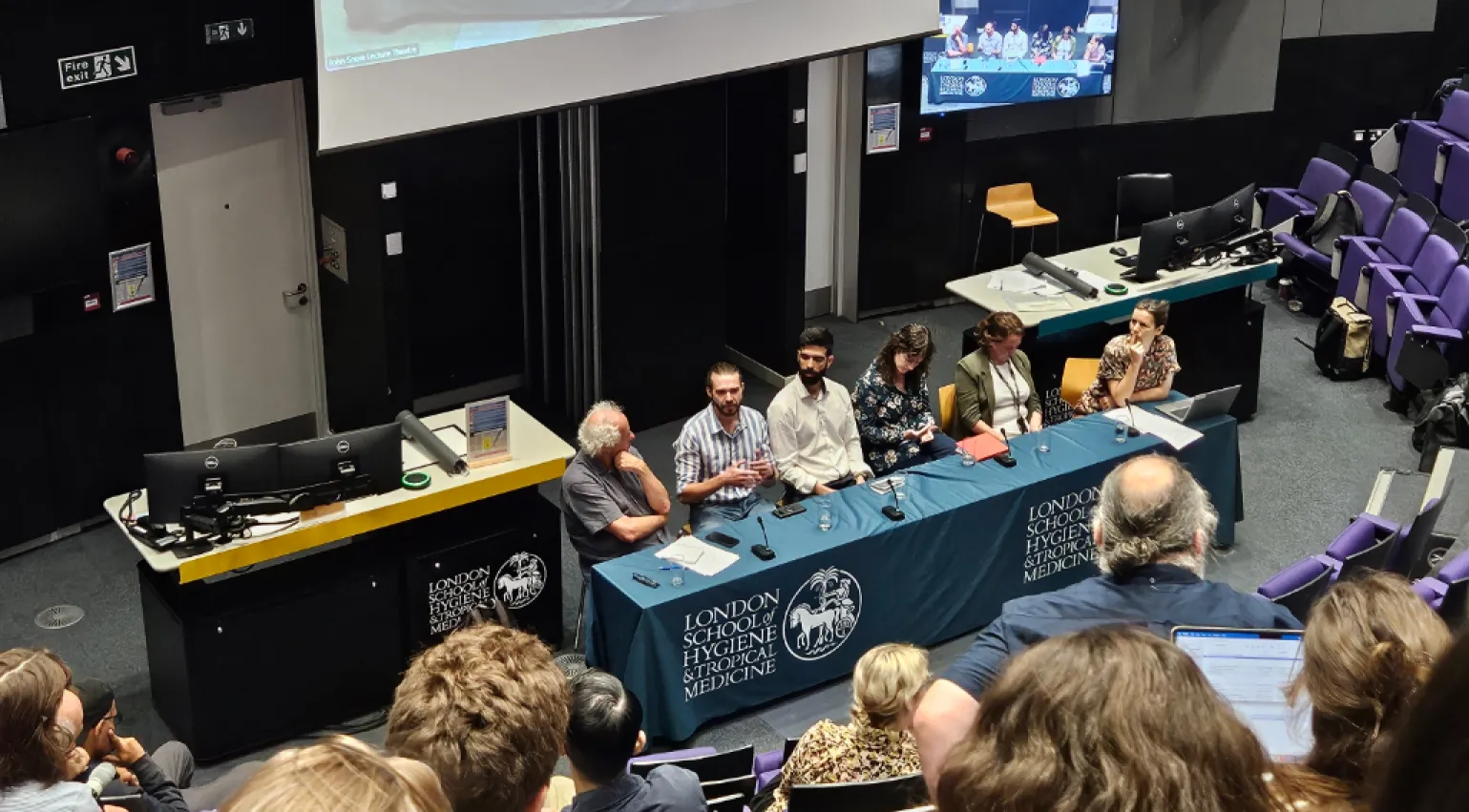Photograph of panel at a London Climate Action Week event at the London School of Hygiene & Tropical Medicine
