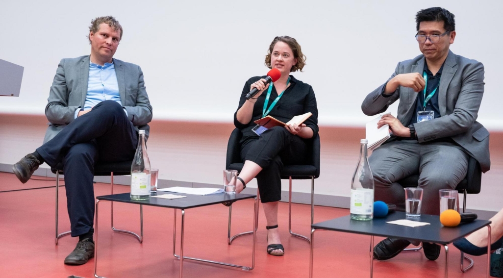 Sarah Whitmee speaking on a panel at the What Works Climate Solutions Summit